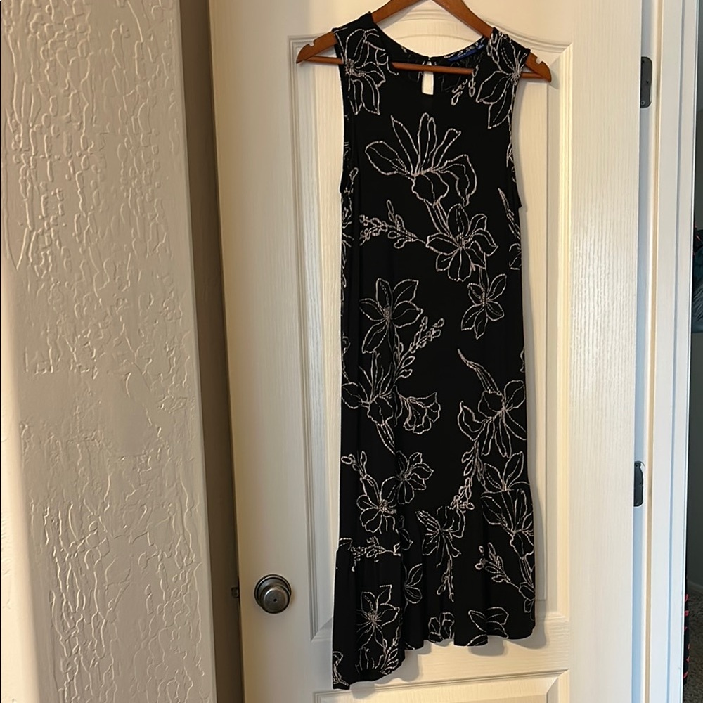 Apt. 9 Black and Tan Asymmetrical A-line Midi Dress